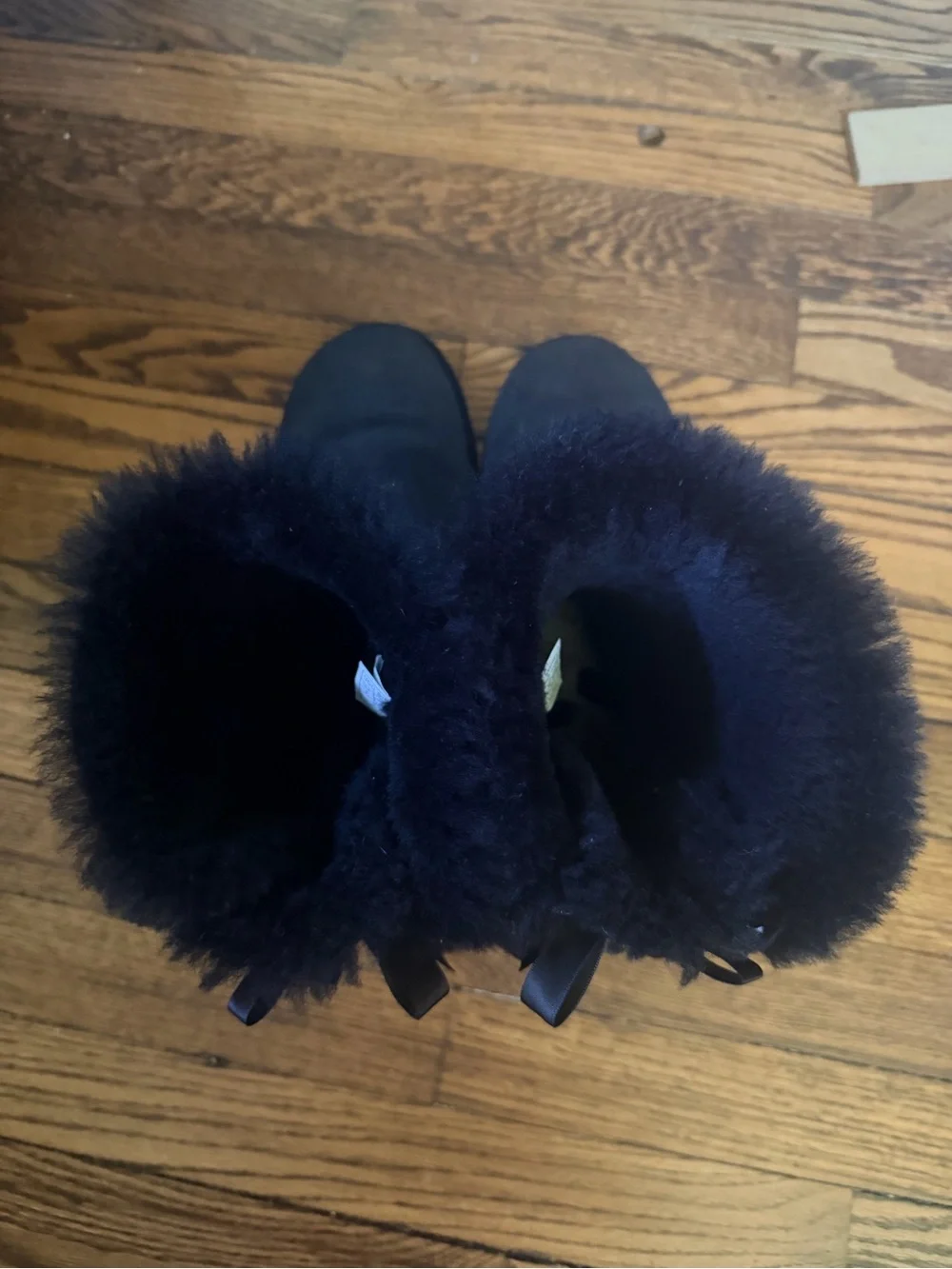 UGG Australia Bailey Bow II Black Sheepskin Boots Women’s Size 9